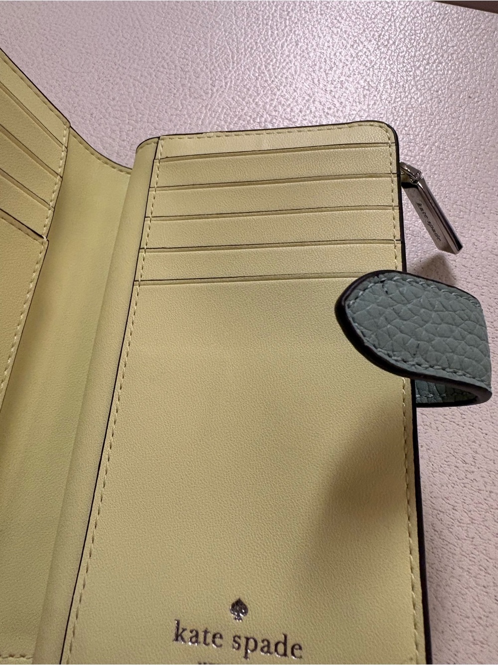 kate spade Pebbled Leather Wallet in Sage - Picture 5 of 10